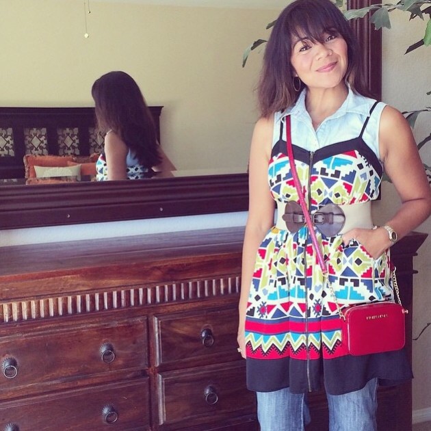 Chambray dress layered